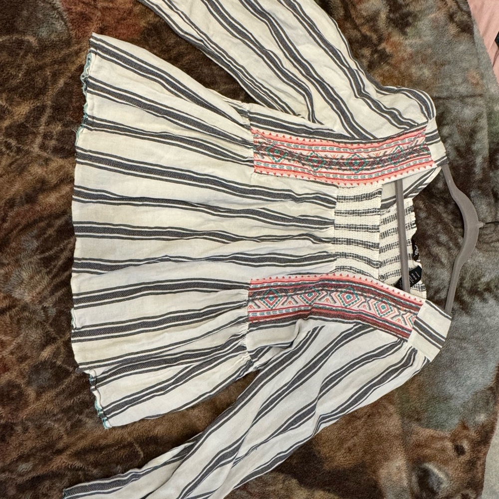 Striped Blouse with Embroidered Detail